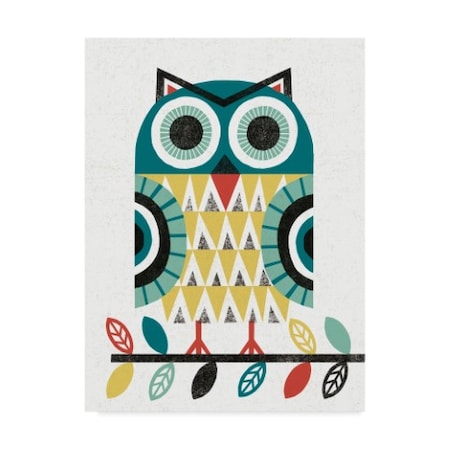 Michael Mullan 'Folk Lodge Owl V2 Teal' Canvas Art,18x24